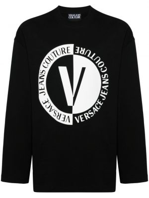 Памучен суитчър с принт Versace Jeans Couture черно