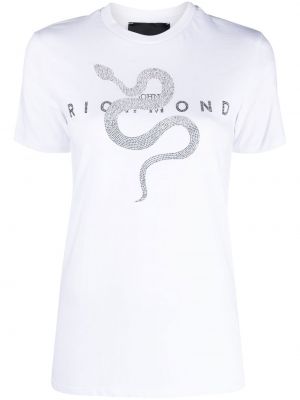 Bavlnené tričko s potlačou s krátkymi rukávmi s okrúhlym výstrihom John Richmond