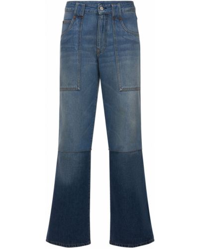 Voľné bavlnené džínsy s nízkym pásom Victoria Beckham modrá