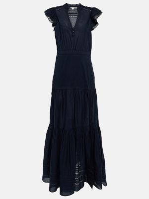 Bavlněné midi šaty Veronica Beard - modrá