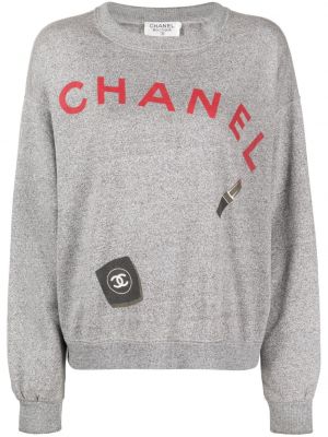 Raštuotas medvilninis džemperis Chanel Pre-owned pilka