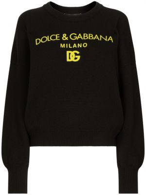 Kašmírový svetr s potiskem Dolce & Gabbana černý