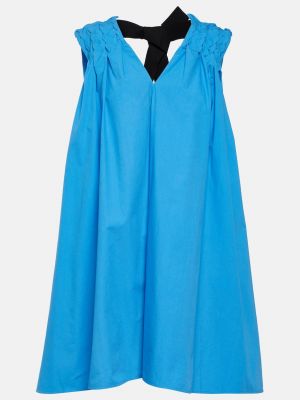 Мини-платье из хлопкового поплина с накидкой ROKSANDA синий