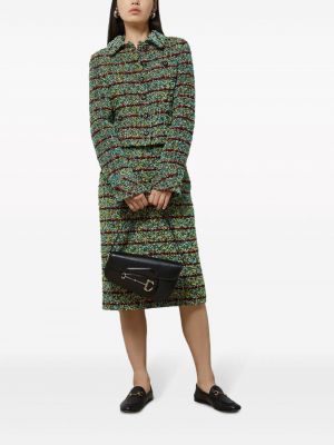 Tvídové midi sukně Gucci zelené