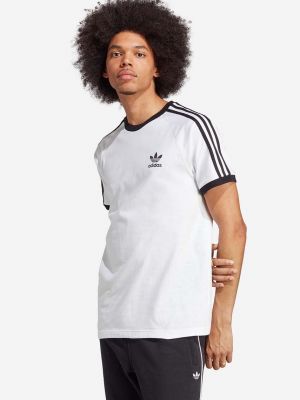 Koszulka bawełniana w paski z krótkim rękawem Adidas Originals biała