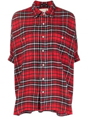 Oversize карирана риза с копчета R13 червено