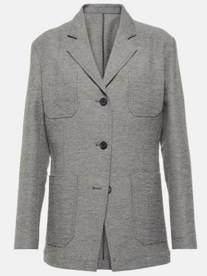 Шерстяной приталенный пиджак TotÊme серый