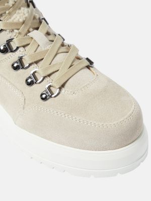 Krajkové semišové šněrovací kotníkové boty Bogner bílé