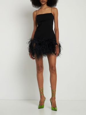 Sukienka mini w piórka z dżerseju The Attico czarna