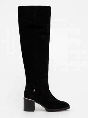 Čizme od brušene kože Tommy Hilfiger crna
