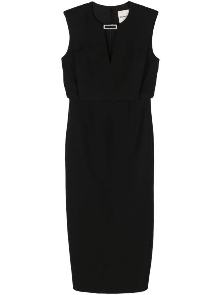 Μίντι φόρεμα με αγκράφα με πετραδάκια από κρεπ Roland Mouret μαύρο
