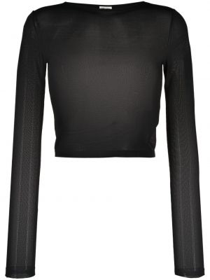 Caurspīdīgs t-krekls Saint Laurent melns
