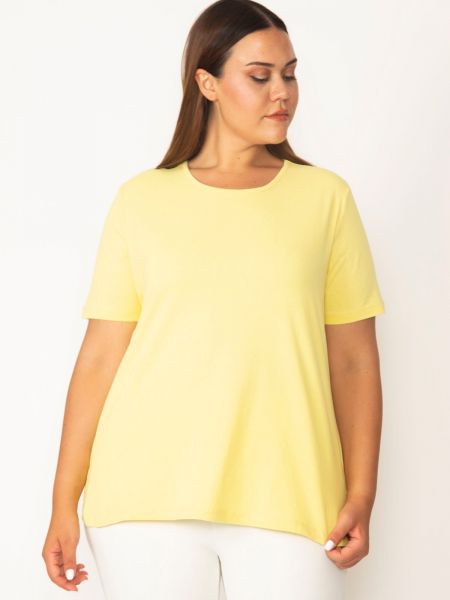 Памучна блуза с къс ръкав şans жълто