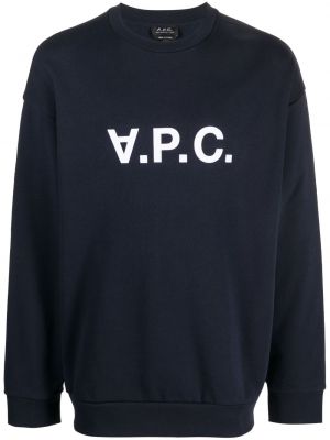 T-shirt en coton à imprimé A.p.c. bleu