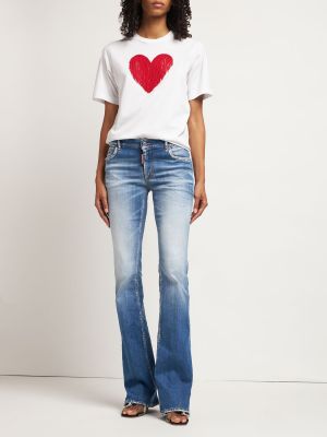Тениска с мъниста със сърца Dsquared2 бяло