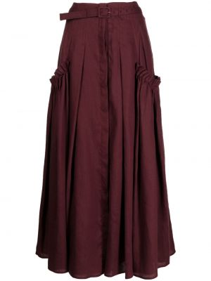 Plisovaná ľanová dlhá sukňa Gabriela Hearst červená