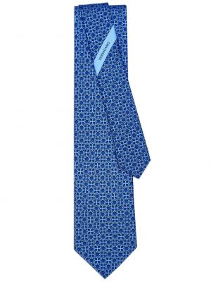Svilena kravata s printom Ferragamo plava