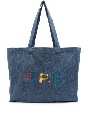 Shopper kabelka s potiskem A.p.c. modrá