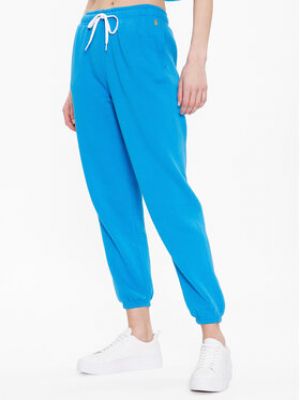 Priliehavé teplákové nohavice Polo Ralph Lauren modrá