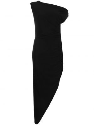 Asimetrična večerna obleka brez rokavov Norma Kamali črna
