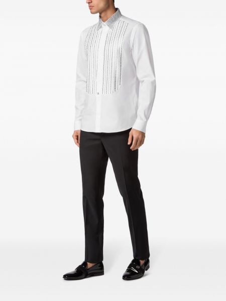 Křišťálová dlouhá košile Philipp Plein bílá