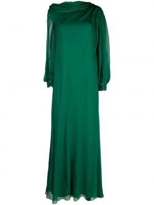 Asimetrična večerna obleka z dolgimi rokavi Alberta Ferretti zelena