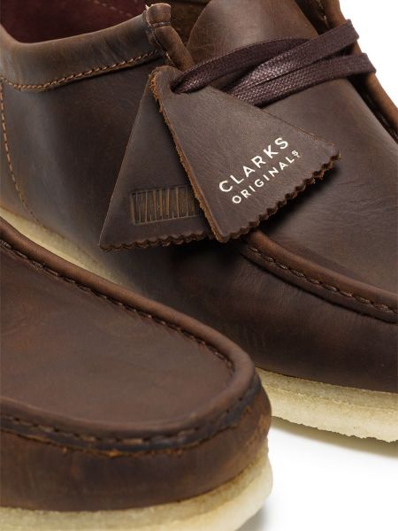 Krajkové kožené šněrovací kotníkové boty Clarks Originals hnědé