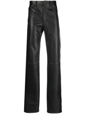 Kožené rovné kalhoty Marine Serre černé