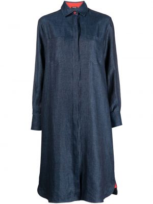 Robe longue en lin avec manches longues Kiton bleu