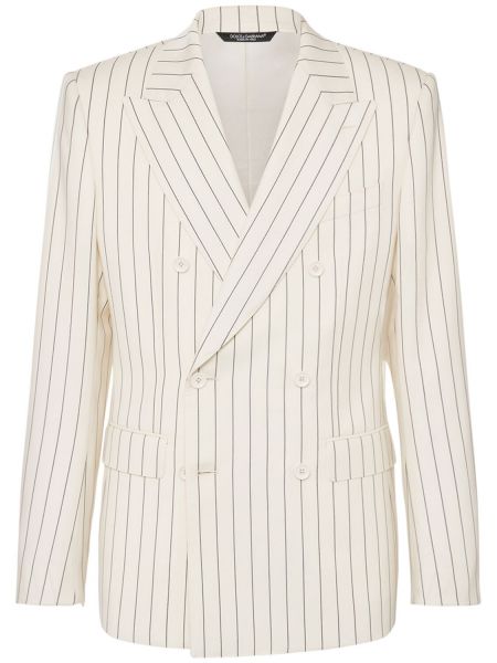 Veste en laine à rayures Dolce & Gabbana blanc