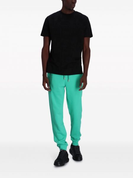 Pantalon brodé en coton Karl Lagerfeld vert