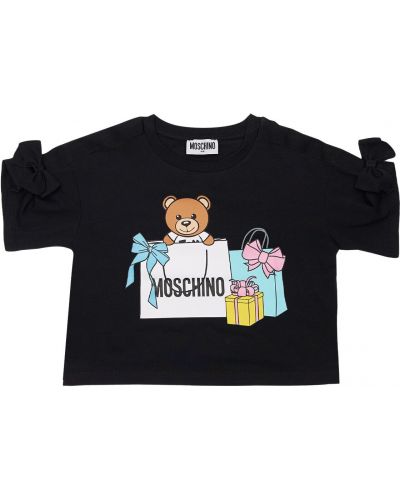 Бавовняна футболка з принтом Moschino, чорна