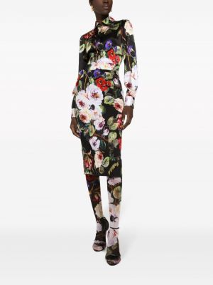 Krekls ar ziediem ar apdruku Dolce & Gabbana melns