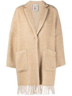 Плетено палто с ресни Semicouture бежово