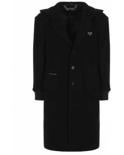 Пальто с капюшоном Philipp Plein, черное