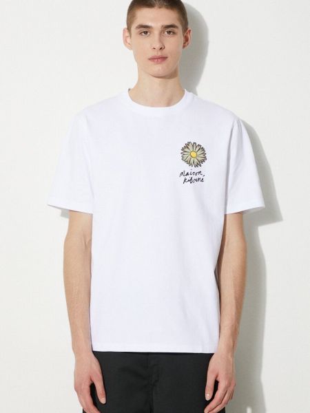 Pamučna majica s cvjetnim printom Maison Kitsuné bijela