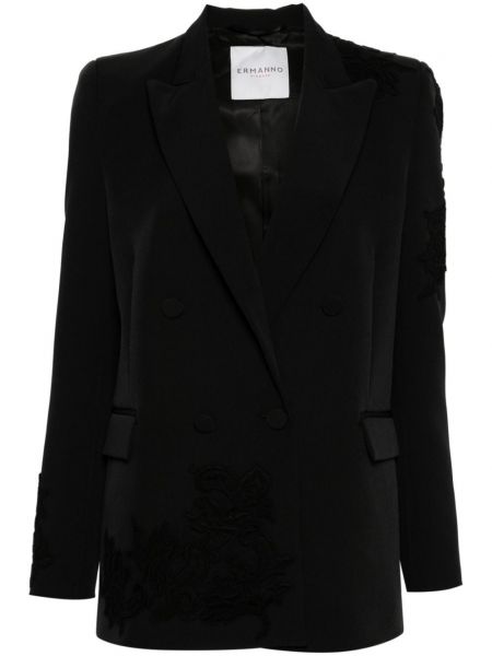 Spitzen langer blazer Ermanno Firenze schwarz