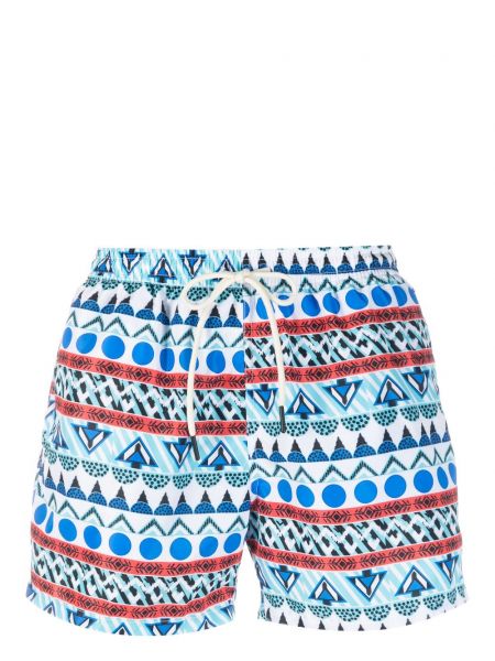 Geometriskt mönster badbyxor Nos Beachwear blå