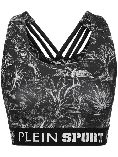 Urheilu painettu puuvilla crop top Plein Sport musta