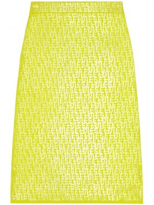 Pletená midi sukňa s potlačou Diesel žltá
