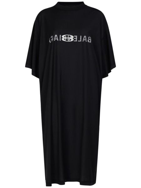 Памучна рокля Balenciaga черно