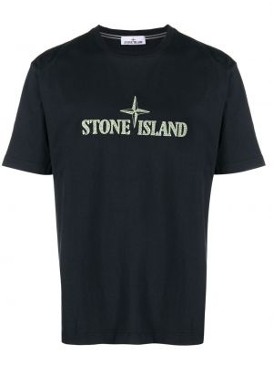 T-shirt med broderi Stone Island svart