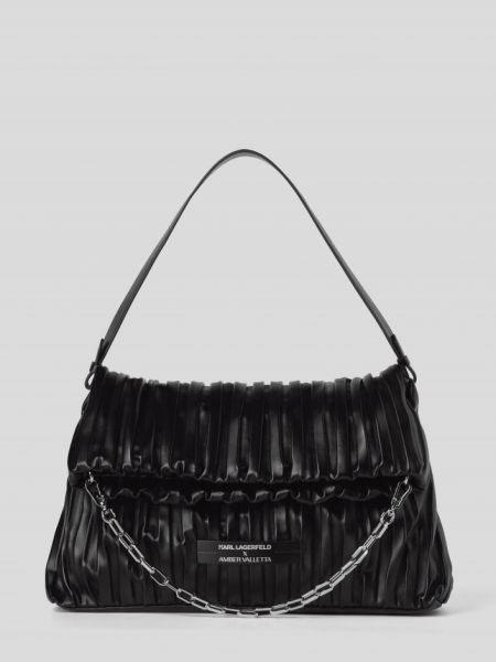Černá plisovaná shopper kabelka Karl Lagerfeld