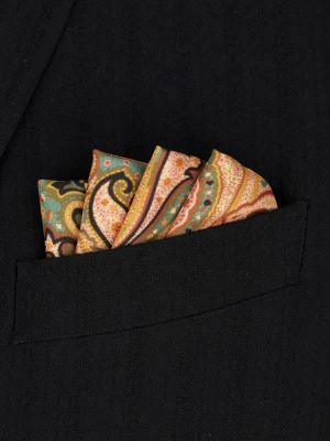 Hedvábná kravata s potiskem s paisley potiskem Etro hnědá