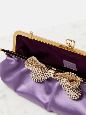 Saténová listová kabelka Gucci fialová