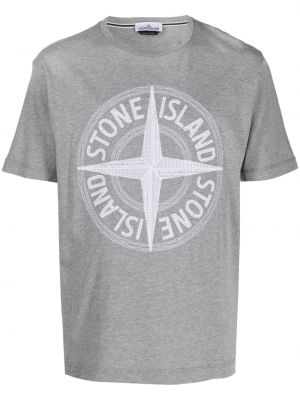 Тениска с принт Stone Island сиво