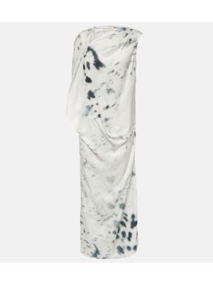 Satenska midi haljina s printom Jacques Wei bijela