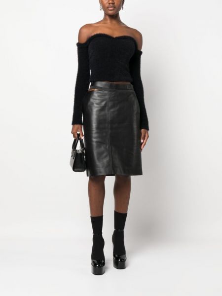 Kožená sukně Fendi černé