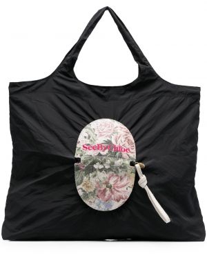 Trykt floral shoppingbag See By Chloe svart