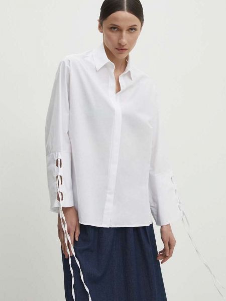 Koszula bawełniana relaxed fit Answear Lab biała